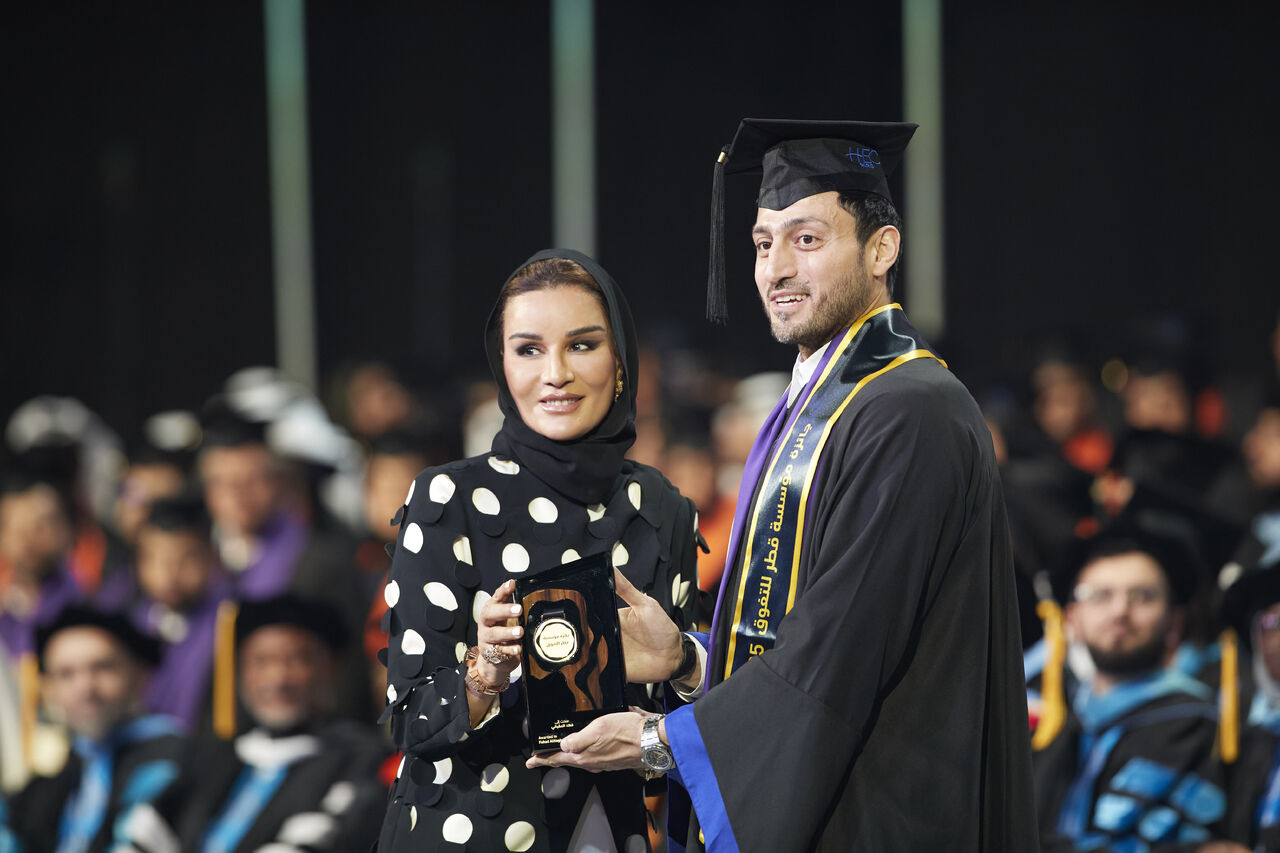Fahad Alhagbani receiving the Qatar Foundation Excellence Award, 2025.